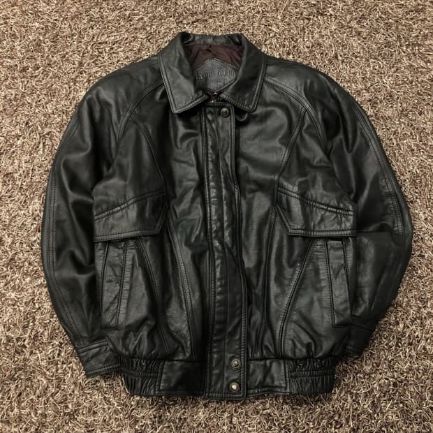 빈티지 양가죽 봄버 레더 가죽 자켓