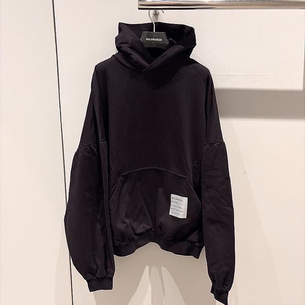 (정품/새상품) 발렌시아가 블랙 샘플 스티커 오버사이즈 후드