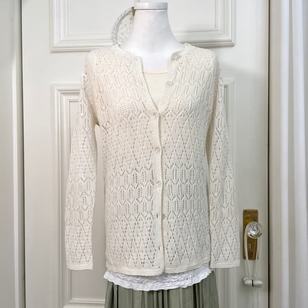 ivory crochet basic cardigan&sheer yello