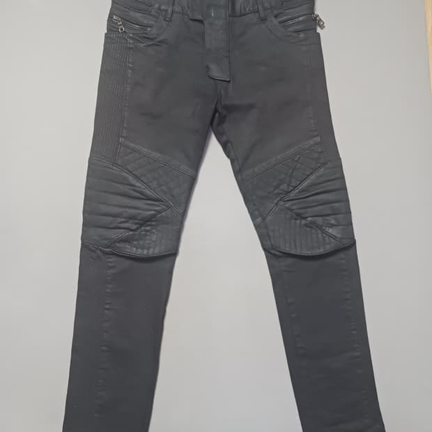 [33] 발망 왁스코팅 블랙 바이커진 청바지