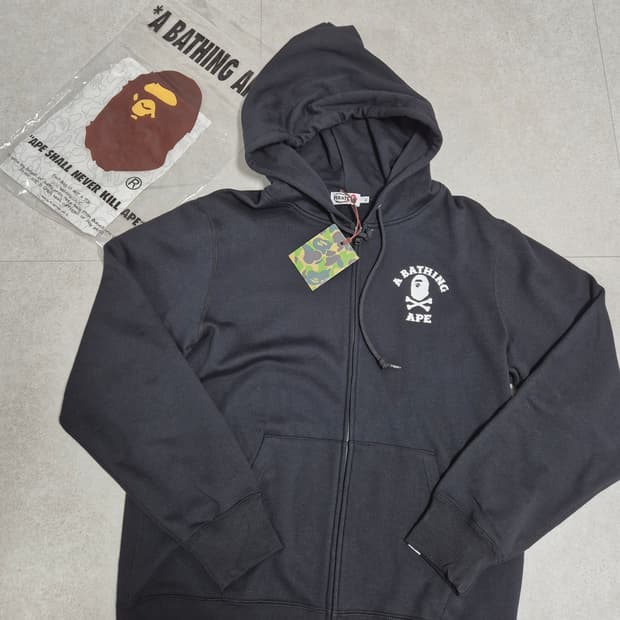 베이프 에이프 크로스본 컬리지 후드집업 XL 블랙