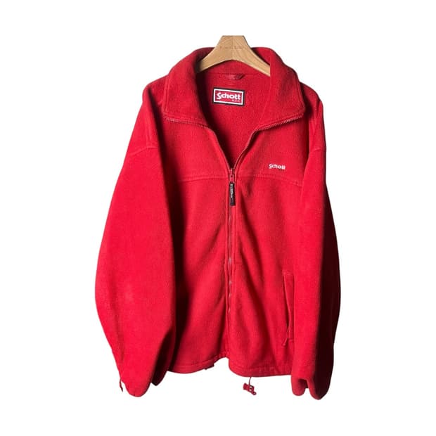 [Schott] 쇼트 로고 자수 집업 플리스