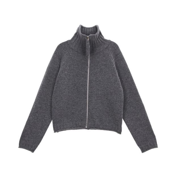 마뗑킴 스펠 포인트 니트 집업 그레이