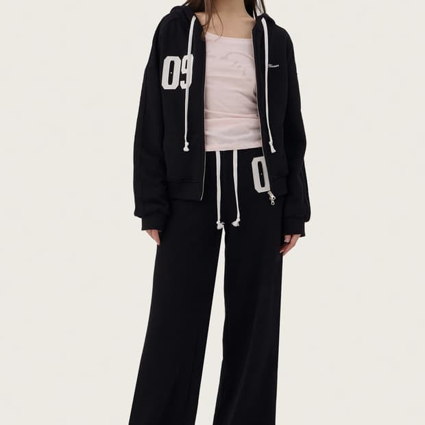 클리시어 09 Numbering straight pants,Black