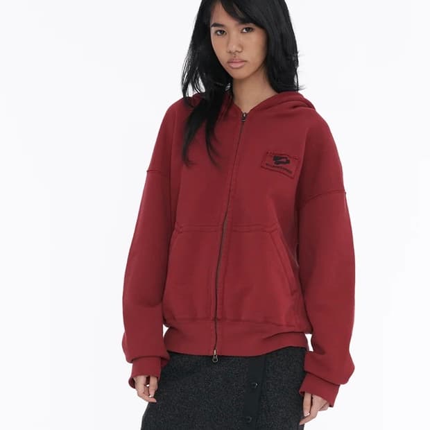 웰빙익스프레스 레드 후드집업