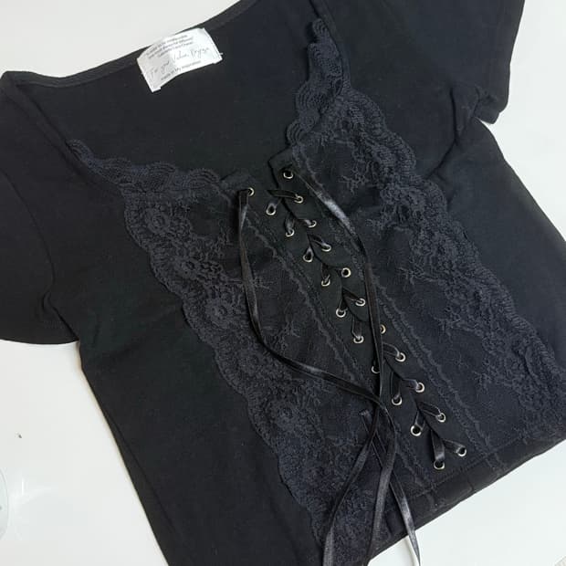 드라이로즈 레이스티 lace bouquet top black