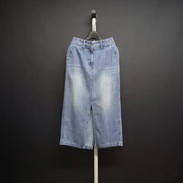 TIME 타임 워시드 데님 롱 스커트 33.44