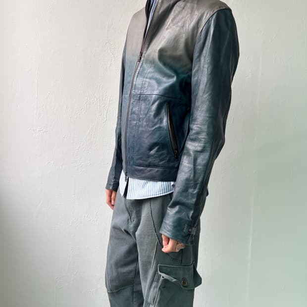 아르마니 익스체인지 그라데이션 램스킨 레더 자켓