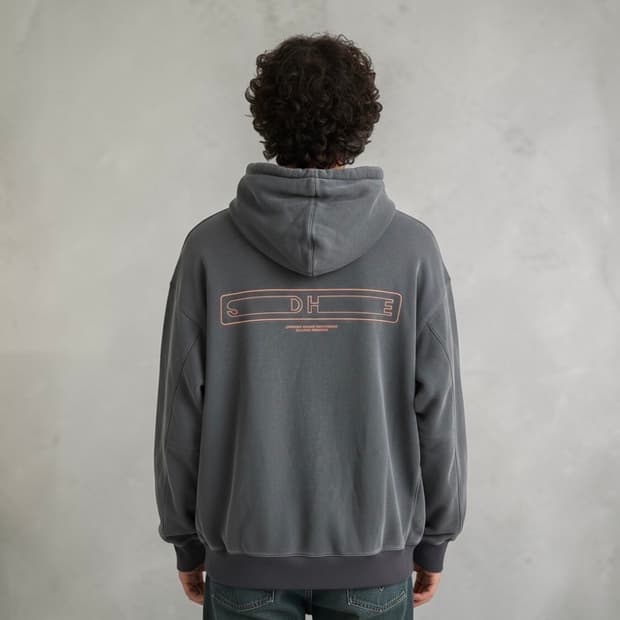 46/ 솔리드옴므 가먼트다잉 백로고 후드티