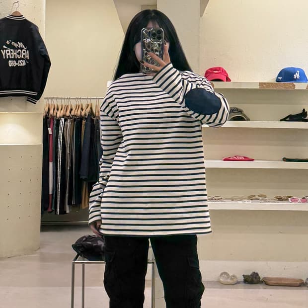 세인트제임스 엘보패치 긴팔 티셔츠 U1569