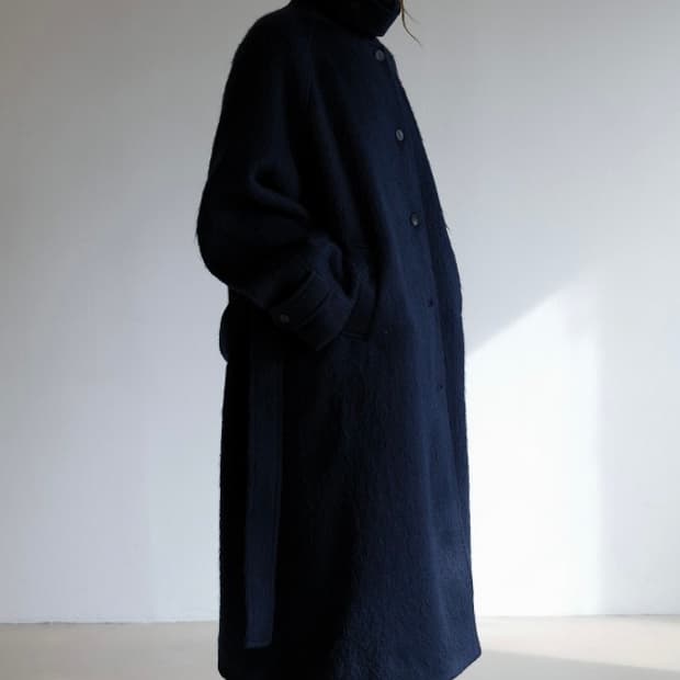 Taey overfit alpaca coat (navy)