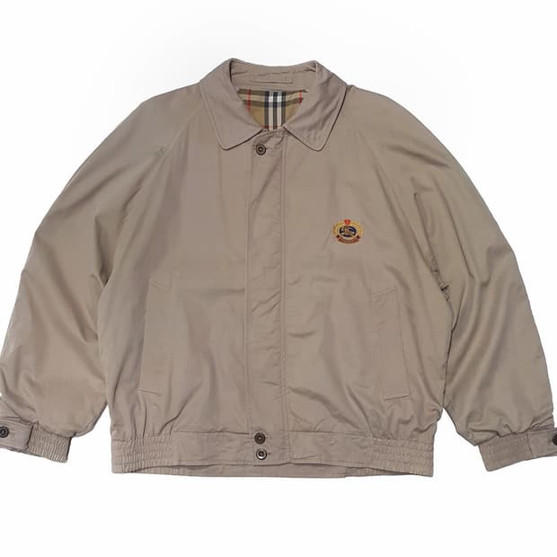 버버리 올드 해링턴 블루종 크레스트 자수 90s (105-110)