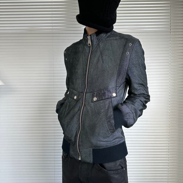 디올 옴므 08AW 코팅 램스킨 레더 봄버 자켓