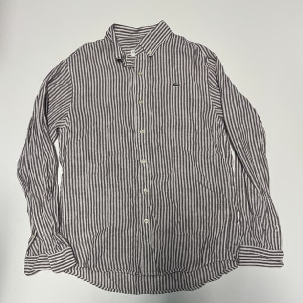 남녀공용 정품 라코스테 아마 스트라이프 셔츠 퍼플