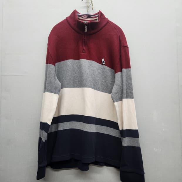 헤지스 컬러블럭 로고 반집업 XL