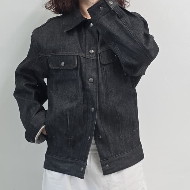 비슬로우 흑청데님자켓