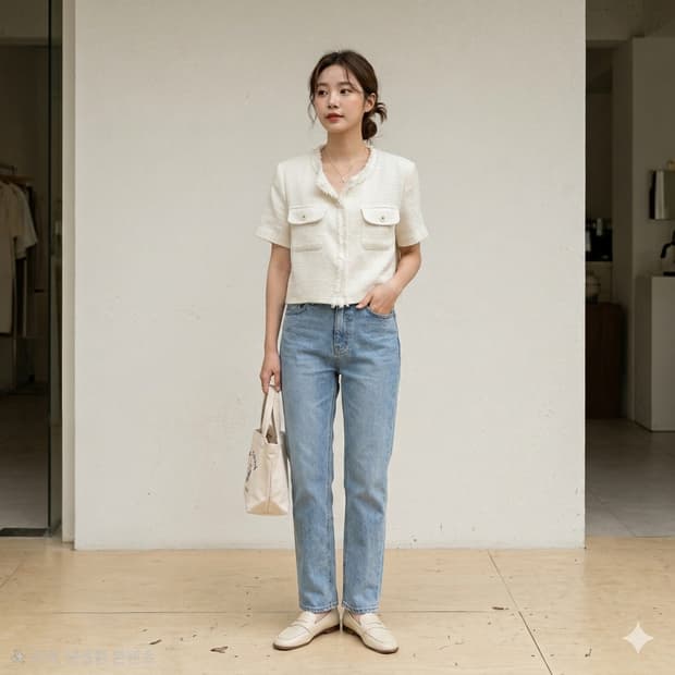 바르셀로나 반팔 트위드 자켓