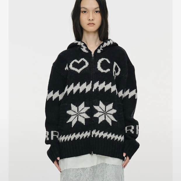 cr cowichan zip up / black