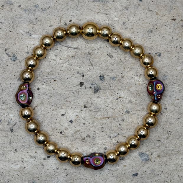 Hematite Skull Bracelet #3