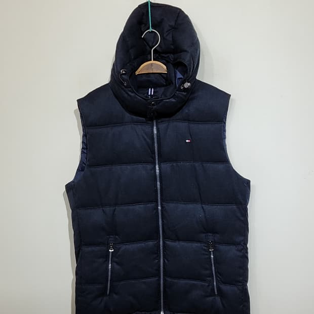 (L) 타미힐피거 패딩조끼 네이비 후드탈부착 토미 베스트 