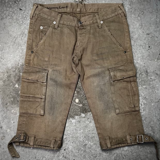 Sand Beige Belted Cargo Shorts
