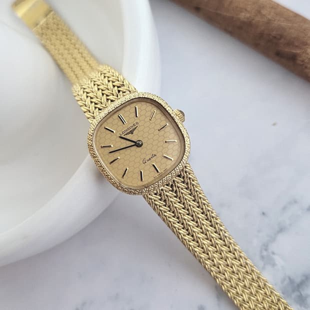 [특가상품]정품 론진 골드 플레이트 빈티지 여성용 쿼츠시계