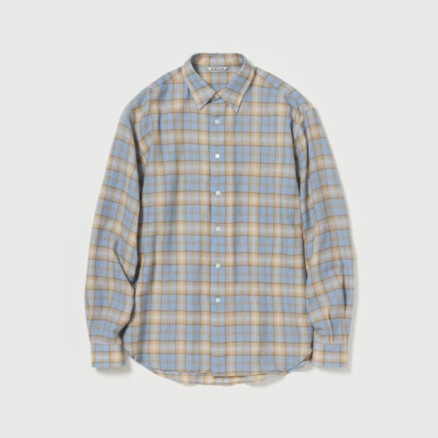 [4] 새상품 25AW 오라리 에어리 울 체크셔츠 라이트베이지
