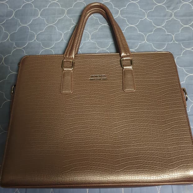 몽크로스 스위스 가죽 클래식 서류 비지니스 가방 브라운