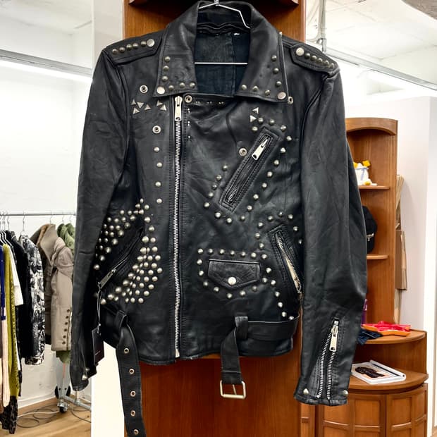 80s 스터드 레더 라이더 자켓