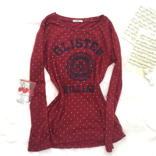jpn vintage red dot lettering long sleev