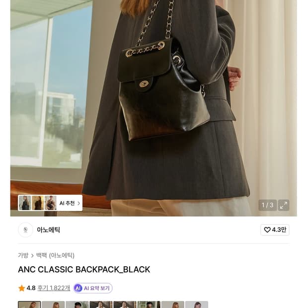 아노에틱 클래식 백팩