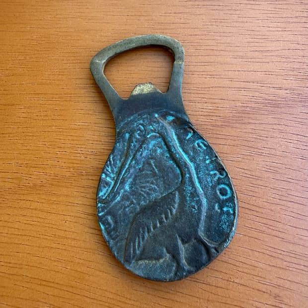 1950s 추정 빈티지 황동 물고기 병따개