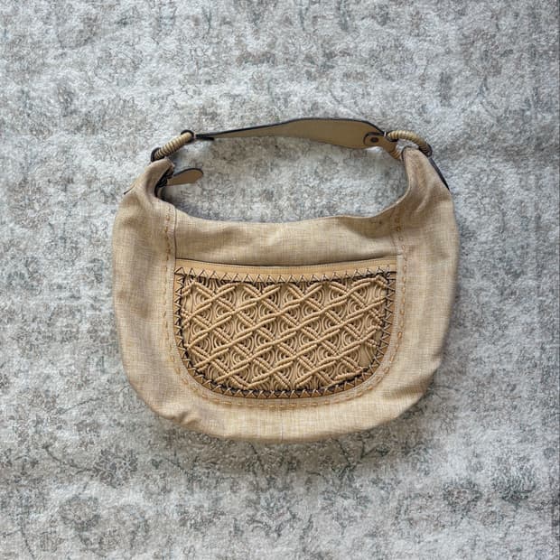 Canvas Boho Crescent Moon Shoulder Bag