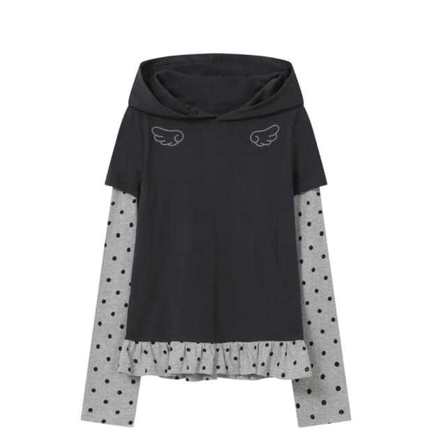 바우프 엔젤 슬림핏 레이어드 후드 티셔츠