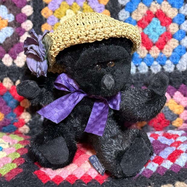 보이즈베어 콜렉션 검정 고릴라 보라색리본 + 밀짚모자