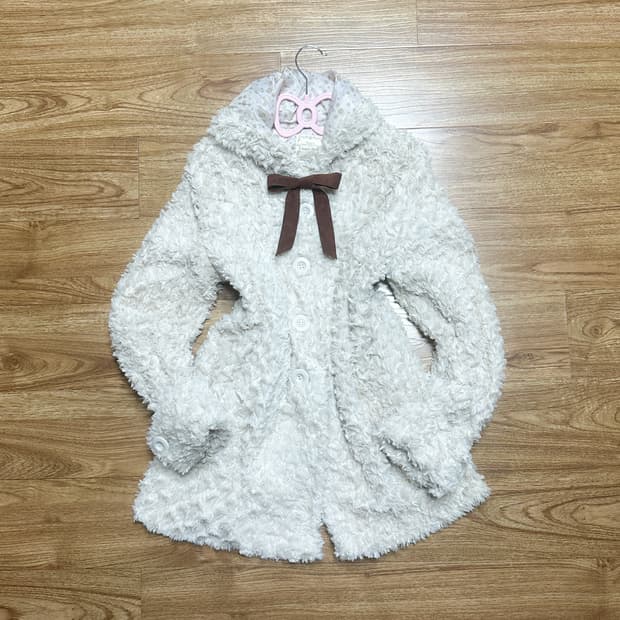 빈티지 퍼 후드 코트 히메갸루 로걀 라떼 코리락쿠마 모리걸 하구미 긱시크