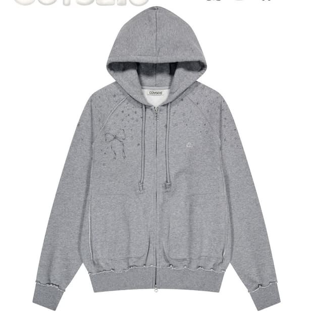 코이세이오 트윙클 후드집업 멜란지그레이