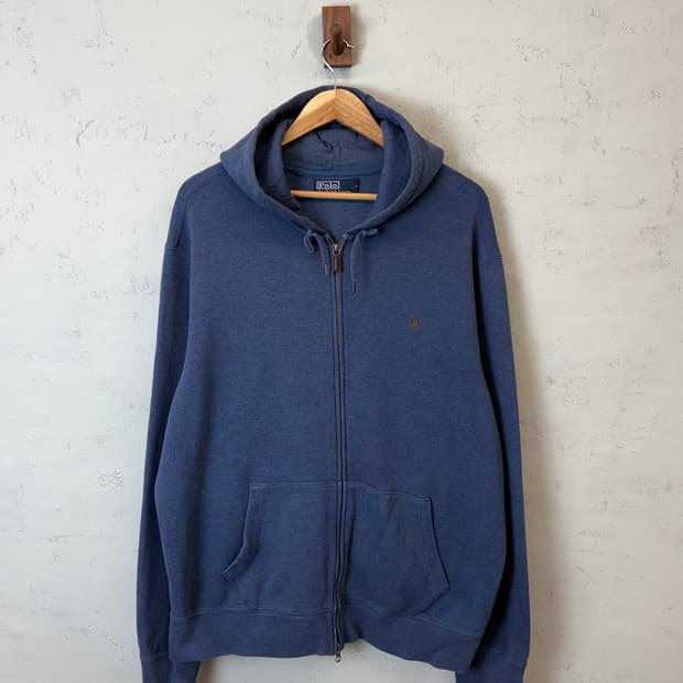 폴로랄프로렌 투웨이 니트 후드집업 블루