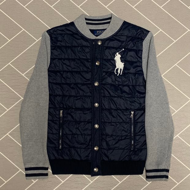 폴로 빅포니 니트패딩 네이비 그레이