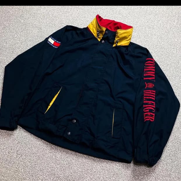 올드스쿨 타미힐피거 네이비 바람막이 자켓 xl