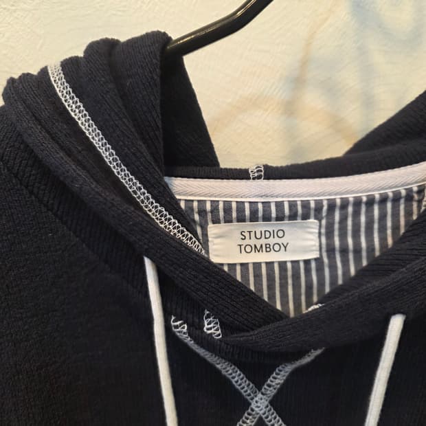 스튜디오 톰보이 후드  믹스 레이어드  셔츠원피스