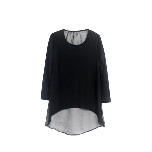 Sheer mix loose asymmetric sleeve