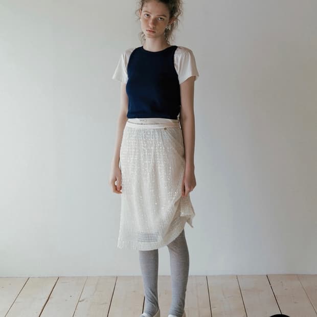 오버듀플레어 spangle layer skirt