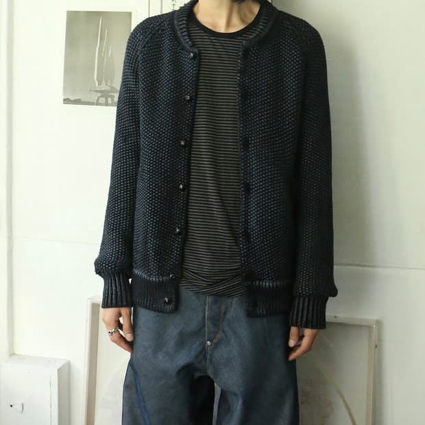 디젤 네이비 바시티 가디건