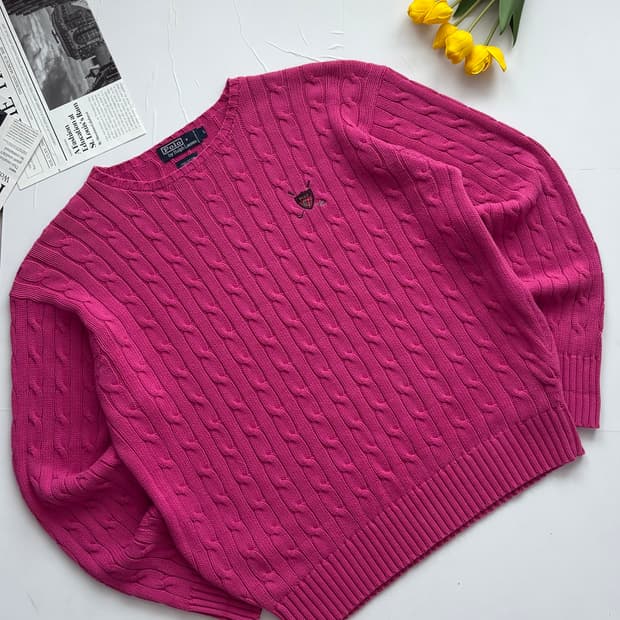 Polo 폴로랄프로렌 핑크 케이블 니트