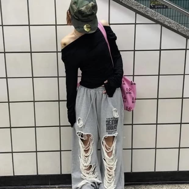 락케이크 데미지 팬츠 조거