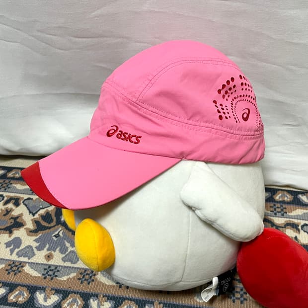 아식스 메쉬 나일론 볼캡 러닝모자 여름모자 _ 핑크레드