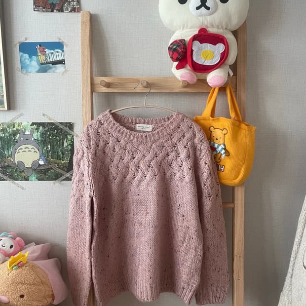 빈티지 핑크 꽈배기 니트🧶
