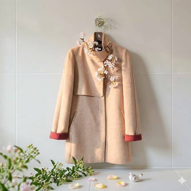 가격조정 | 헤지스 울 캐시미어 하프코트 85 | 배색안감 | 드라이완료