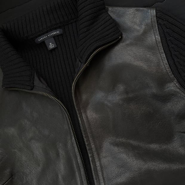 여성 빈티지 가죽 니트 자켓